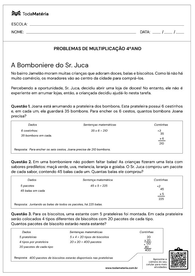 Problemas de Adição e Subtração - 4º Ano Ensino Fundamental