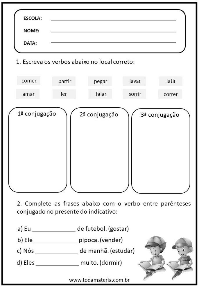 1ª 2ª 3ª conjugações dos verbos