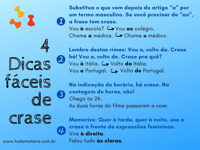 frases para saber quando usar a crase Toda Matéria