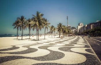 Mosaico nas Calçadas de Copacabana, Rio de Janeiro, Brasil