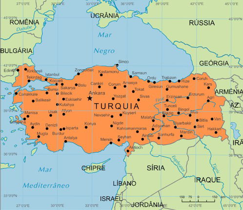 turquia no mapa Tudo sobre a Turquia: Dados Gerais, Economia e Cultura   Toda Matéria