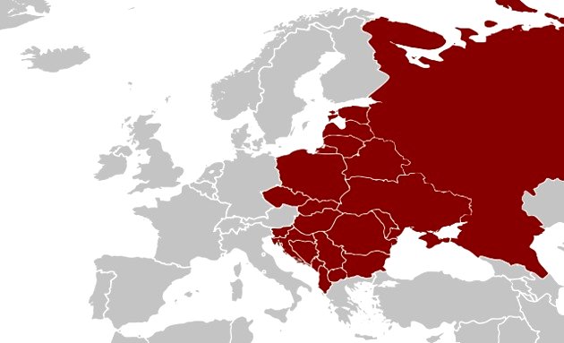 Mapa da Europa, colorido como Rainha Europa de acordo com a última divisão  (título sobre o objecto)