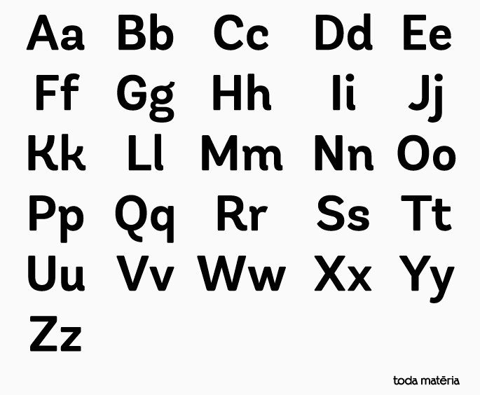 Letras do alfabeto (maiúsculas e minúsculas)
