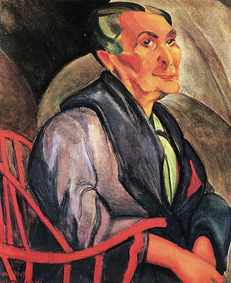 a mulher de cabelos verdes, tela expressionista