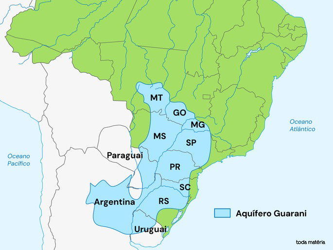 Mapa da localiza&ccedil;&atilde;o do Aqu&iacute;fero Guarani