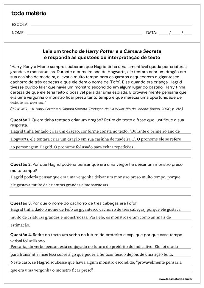 Atividades de interpretação de texto 5º ano - português 5º ano