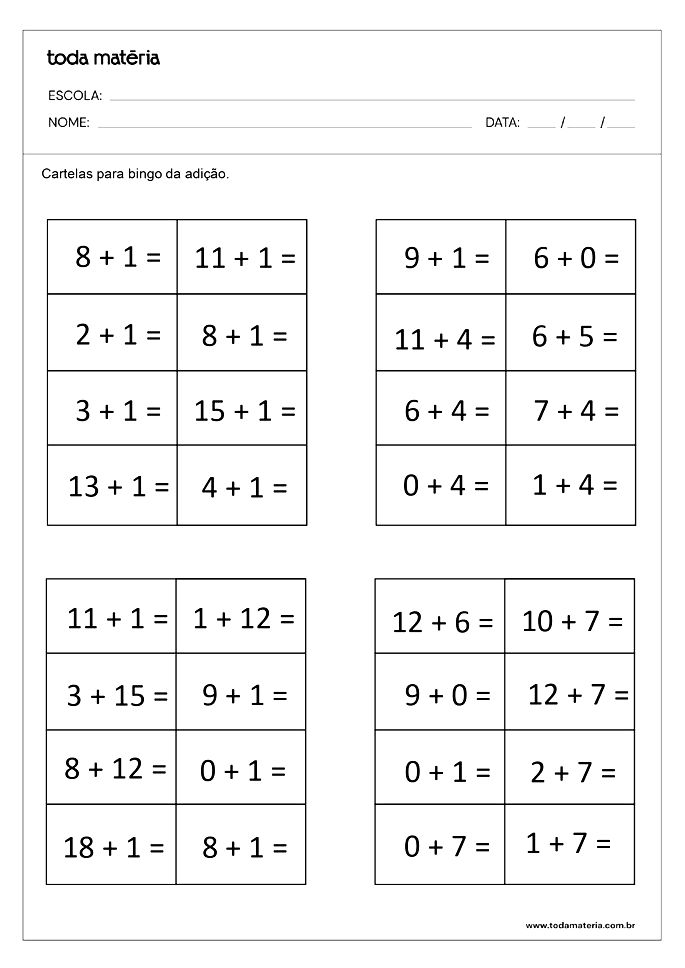 A adição e suas diferentes ideias - Planos de aula - 1º ano