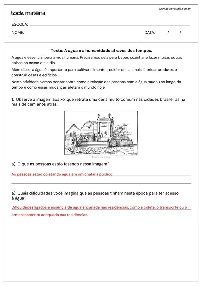 Folha de atividade de História para o 4º ano do Ensino Fundamental - habilidade EF04HI01 - 3 - respostas
