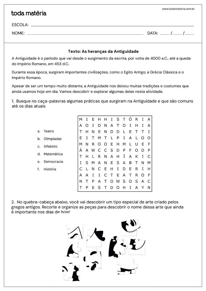 Folha de atividade de História para o 4º ano do Ensino Fundamental - habilidade EF04HI01 - 5