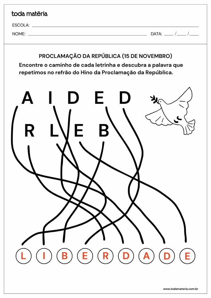 atividade caminho das letras da Proclamação da República_resposta