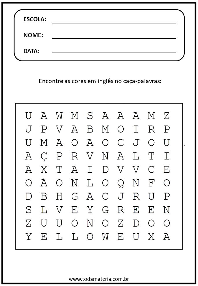 Caça palavras online exercise for 2 ano