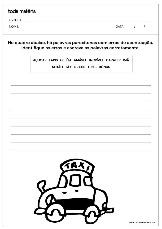 Atividades de Português de 6º ano (para imprimir) - Toda Matéria