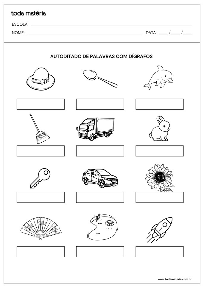 atividade de autoditado para 2 ano com palavras com dígrafos