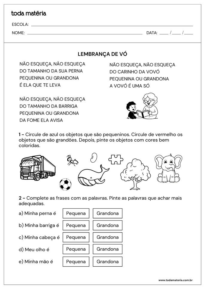 atividade de circular e pintar com poema infantil
