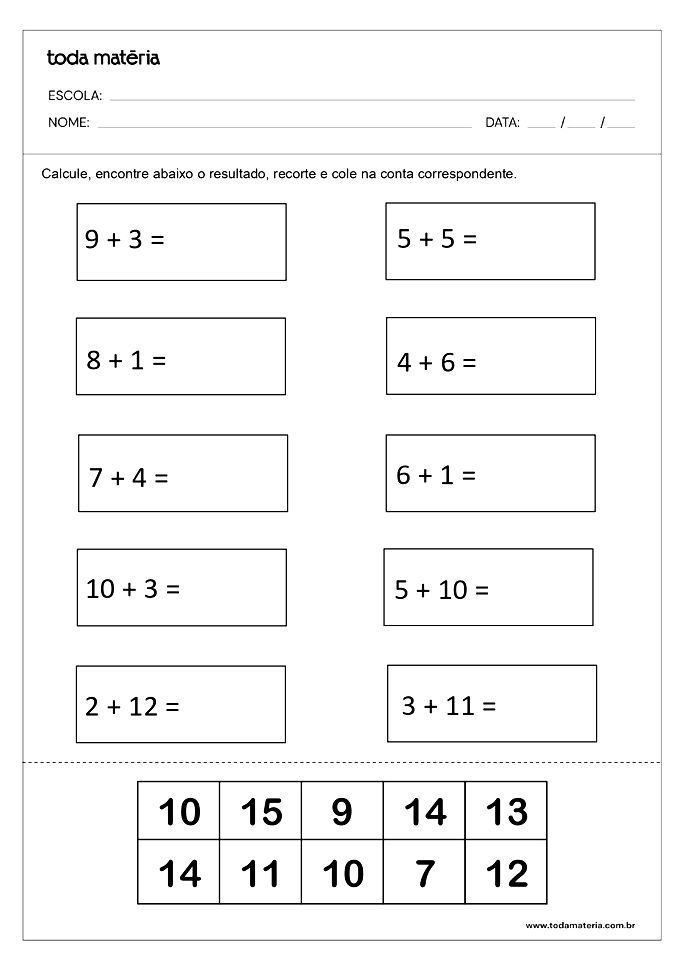 Estimulando o cálculo mental com jogos envolvendo a adição. - Planos de  aula - 1º ano