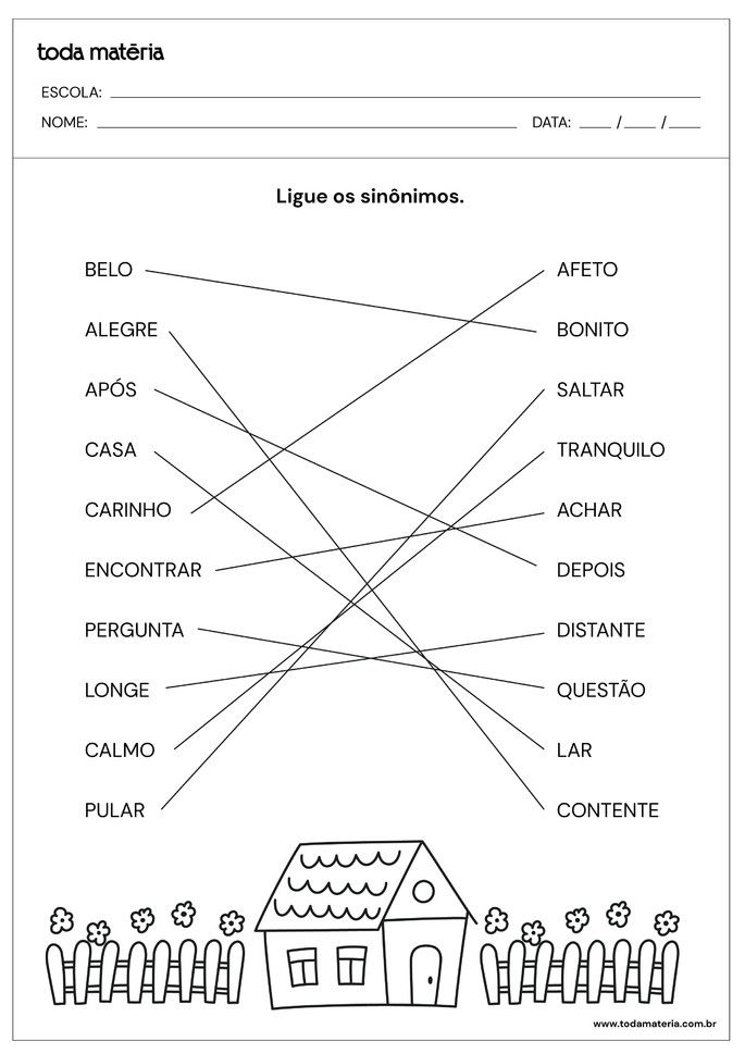 Atividades de Sin nimos e Ant nimos para 2 ano com respostas