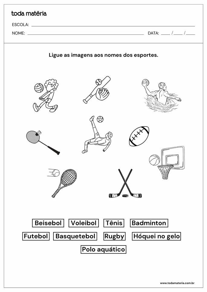 atividade de ligue sobre esportes