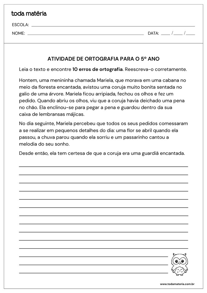 atividade-de-ortografia-para-o-quinto-ano-correção de texto