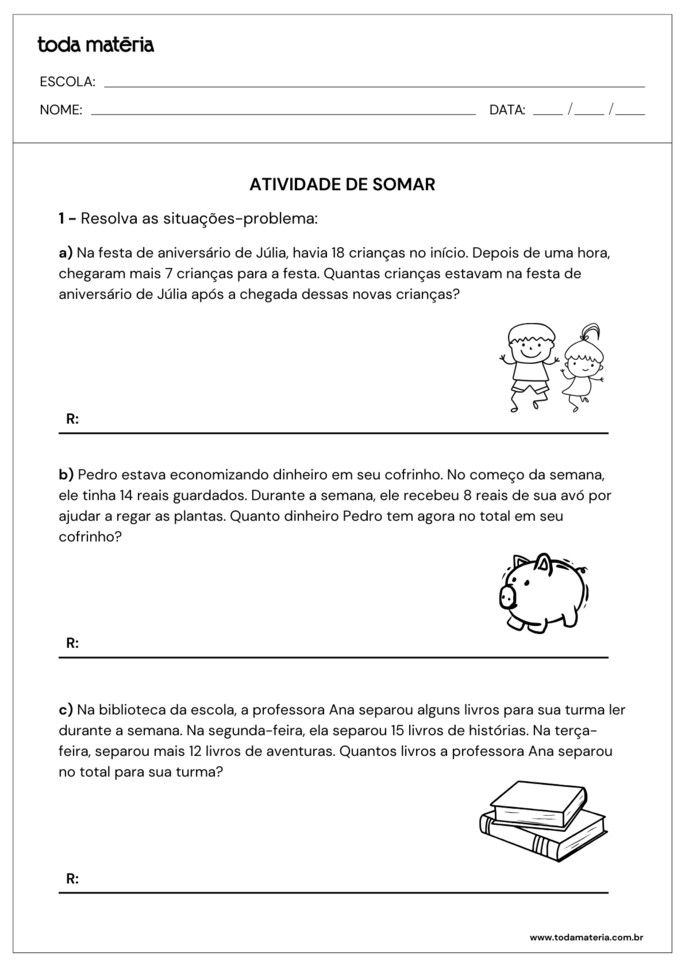 Atividade de soma para ensino fundamental
