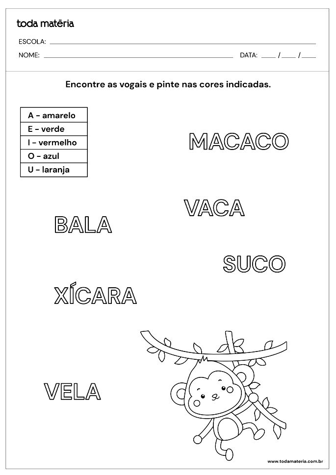 Atividades para o primeiro dia de aula – Folhas de colorir