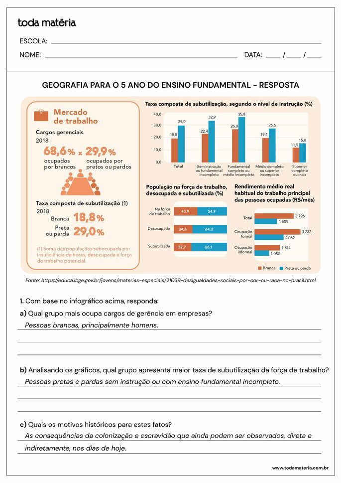 Atividade Geografia 5 ano 2.1 - gabarito