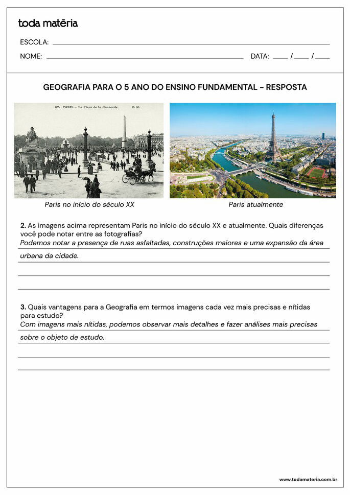 Atividade Geografia 5 ano 6.1 - gabarito
