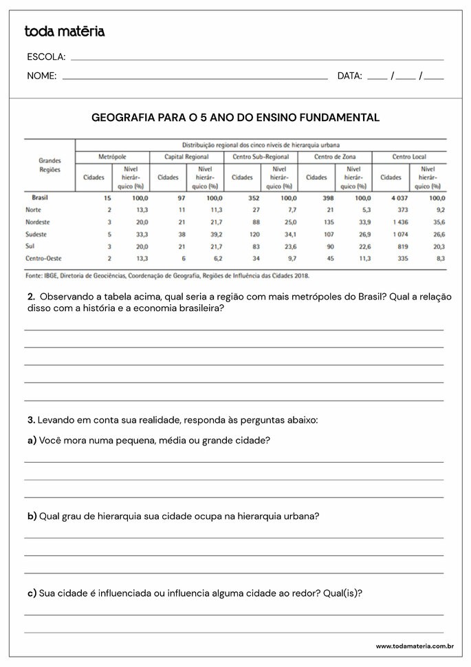 Atividade Geografia 5º ano 7.2