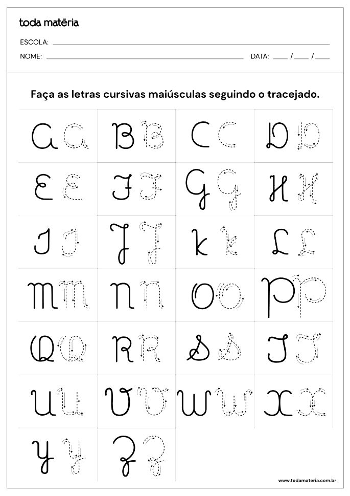 Letra Cursiva Atividades De Caligrafia Para Crianças Toda Matéria