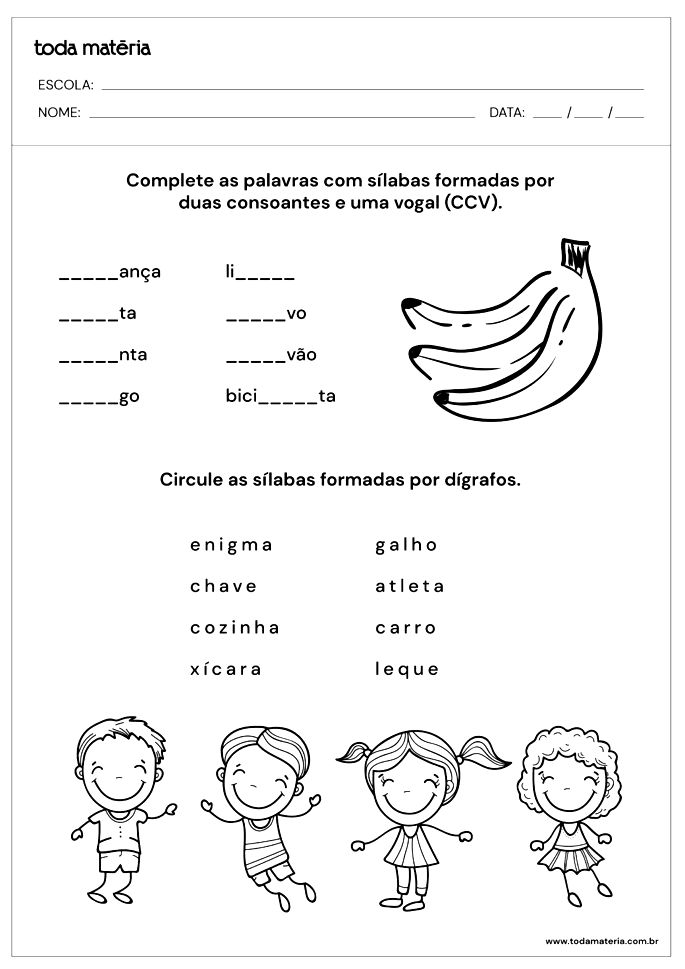 Atividades de português e matemática 3º ano