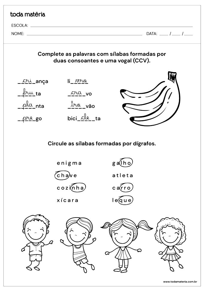 Atividades de separação de sílabas (2º ano do Ensino Fundamental) - Toda  Matéria