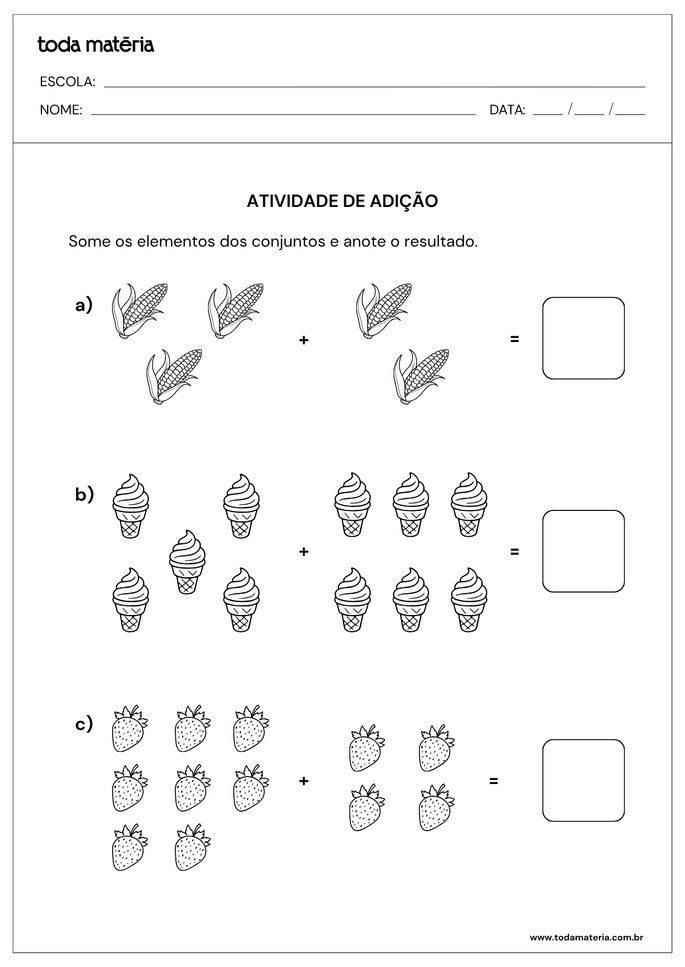 Atividade de soma 1 ano