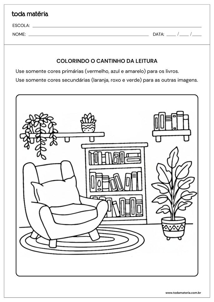 desenho para colorir com cores primárias e secundárias para educação infantil