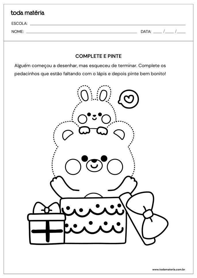 desenho completar e pintar para educação infantil