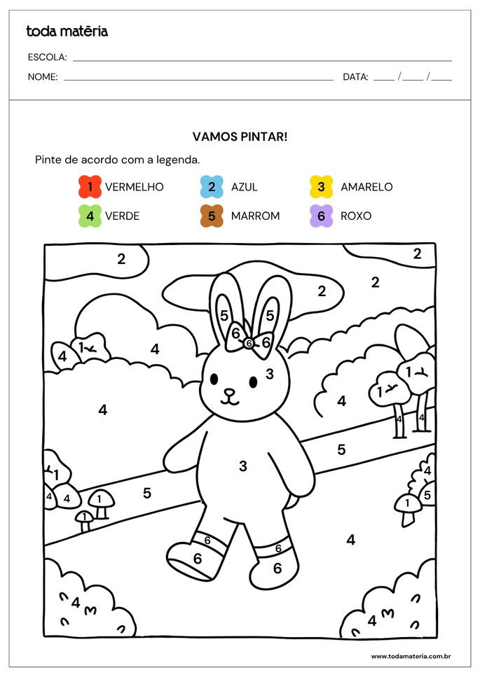 desenho para pintar de acordo com a legenda para educação infantil