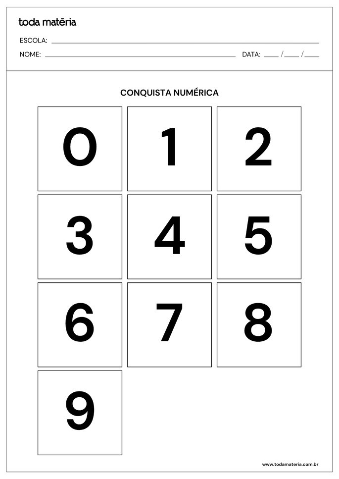 Cartas do jogo Conquista Numérica para imprimir.