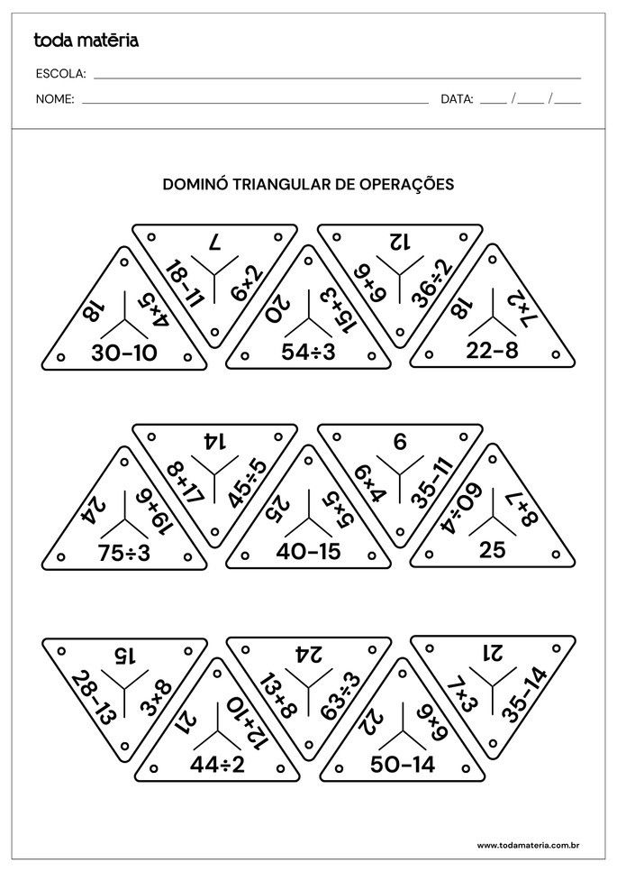 Dominó Triangular de Operações segunda parte.