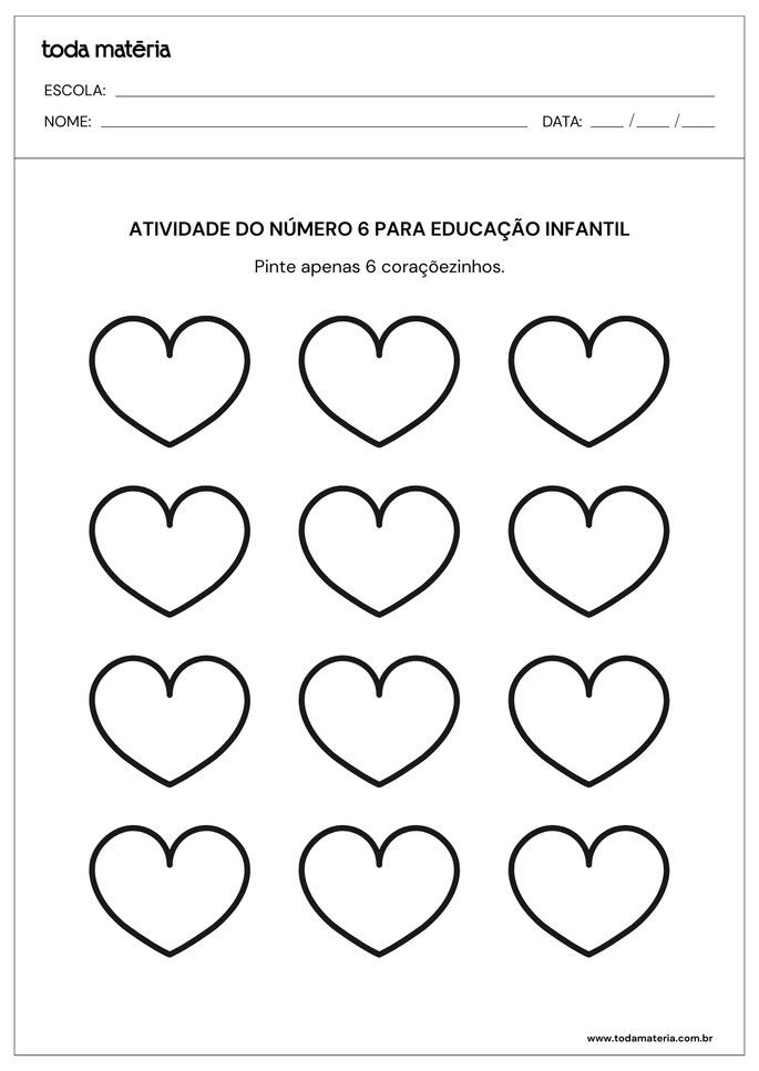 Atividade sobre o n&uacute;mero 6