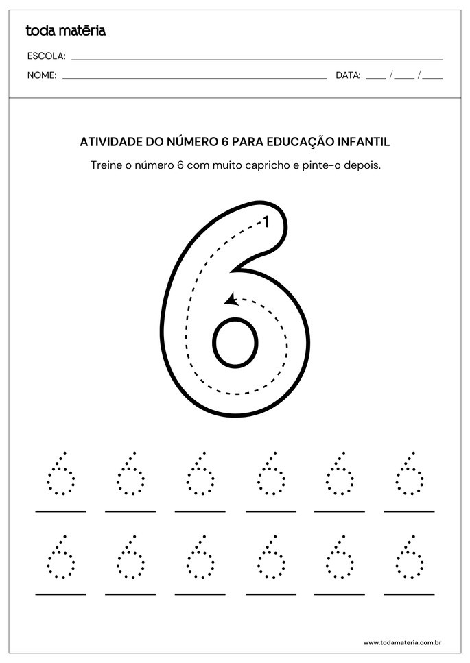 Atividade sobre o n&uacute;mero 6
