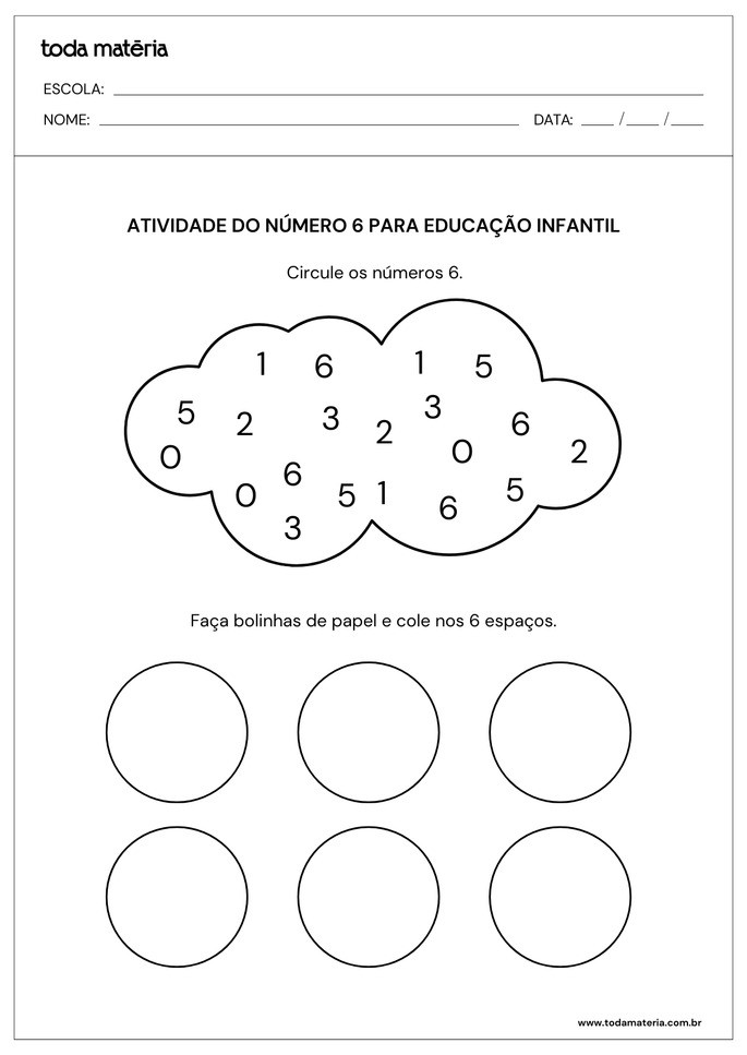 Atividade sobre o n&uacute;mero 6
