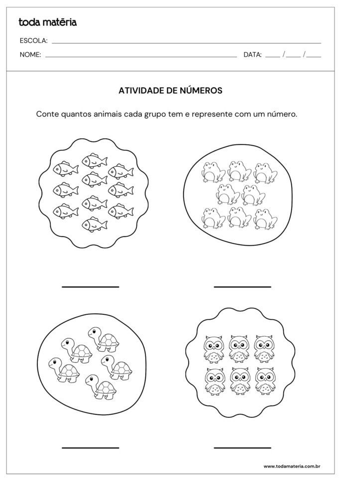 Folha 1 atividades números 1 ao 10