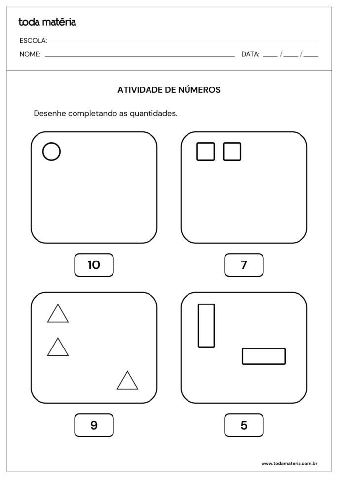 Folha 3 atividades números 1 ao 10