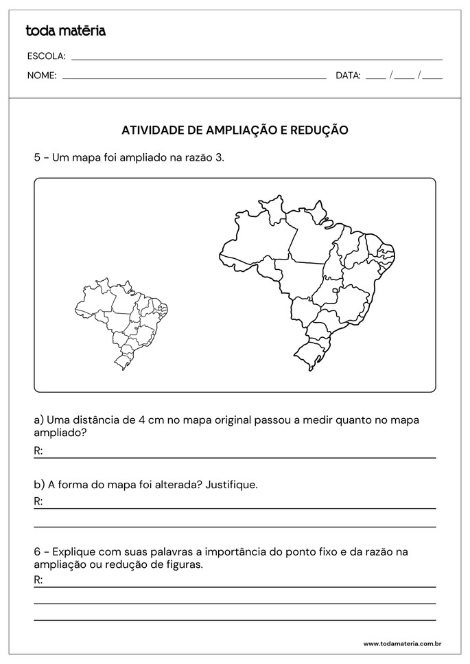 atividade de amplia&ccedil;&atilde;o e redu&ccedil;&atilde;o de figuras com perguntas abertas sobre mapa