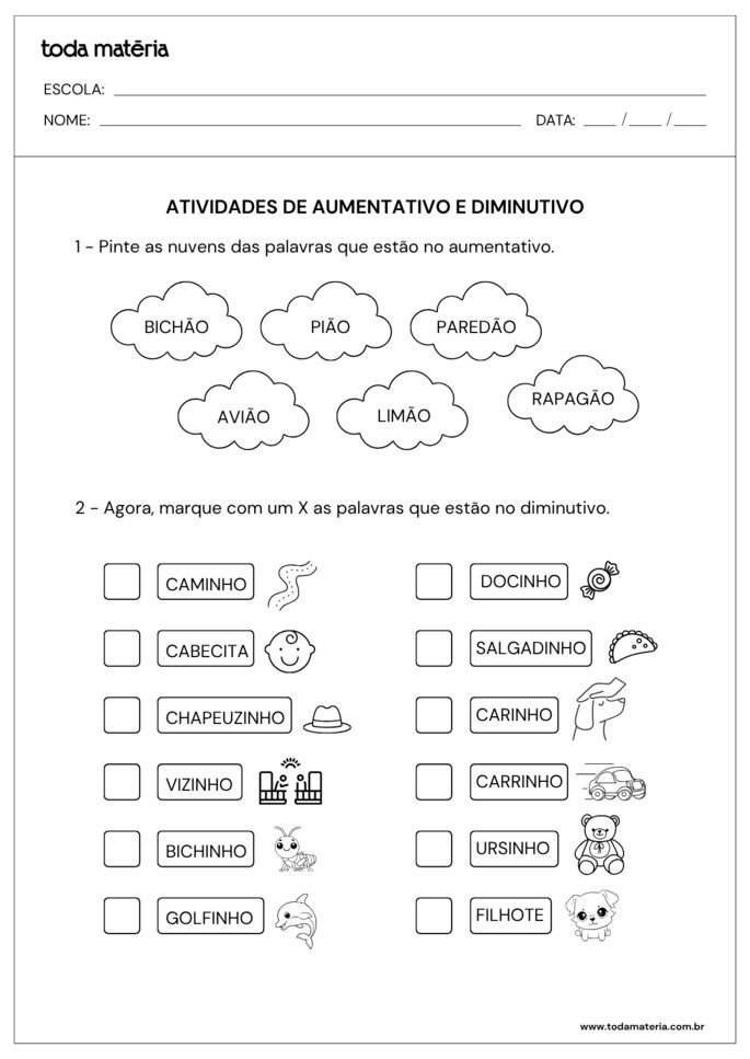 atividades-de-aumentativo-e-diminutivo-5_pintar e marcar com x