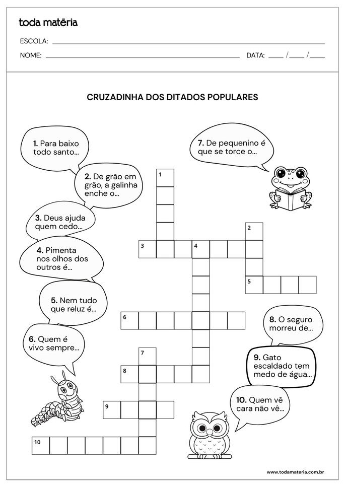 cruzadinha de ditados populares