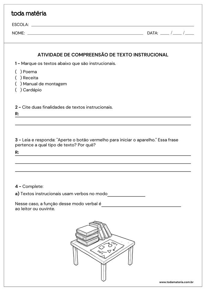 atividades de compreensao de textos instrucionais_finalidade e exemplos