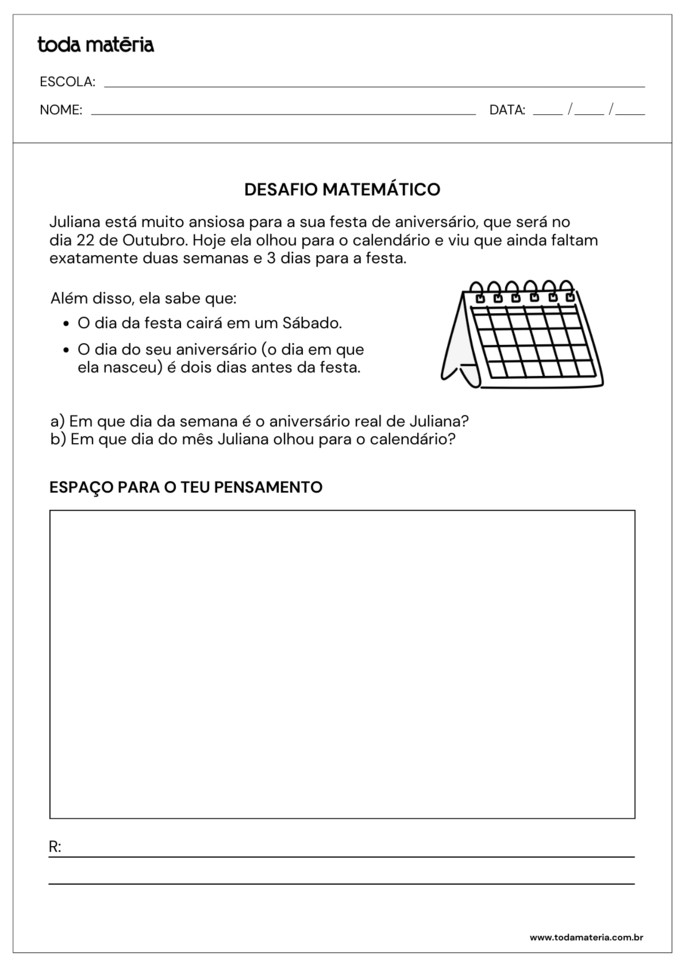 Desafio de matem&aacute;tica para crian&ccedil;as
