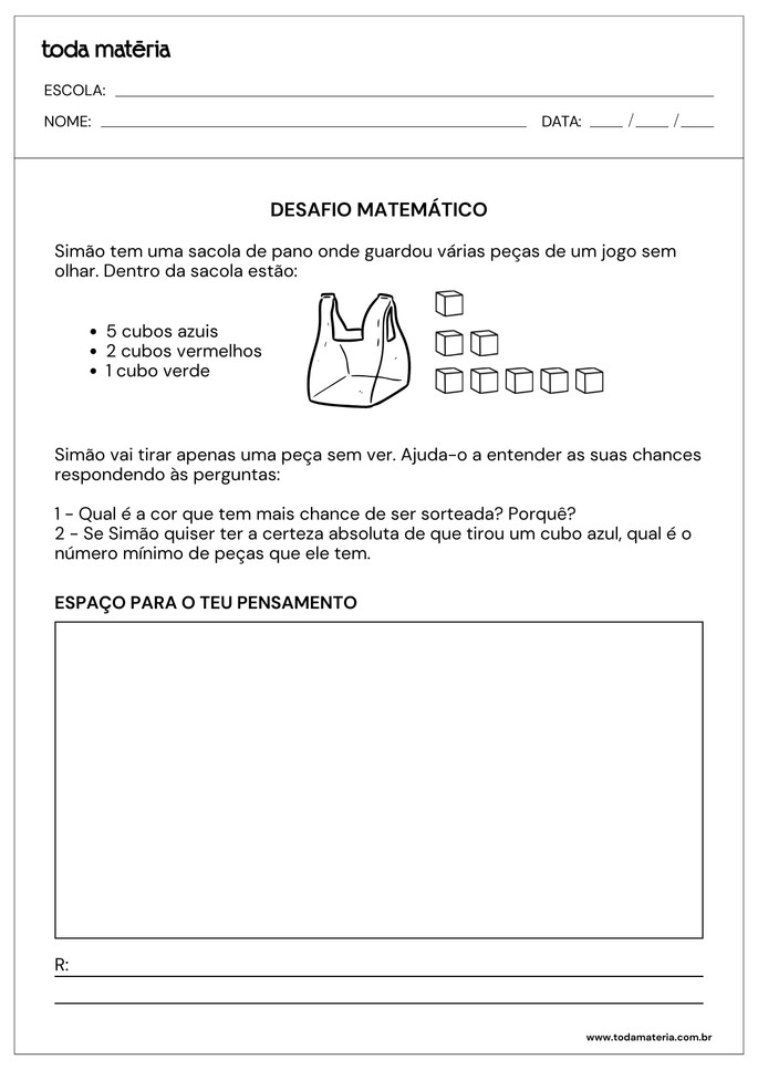 Desafio de matem&aacute;tica para crian&ccedil;as