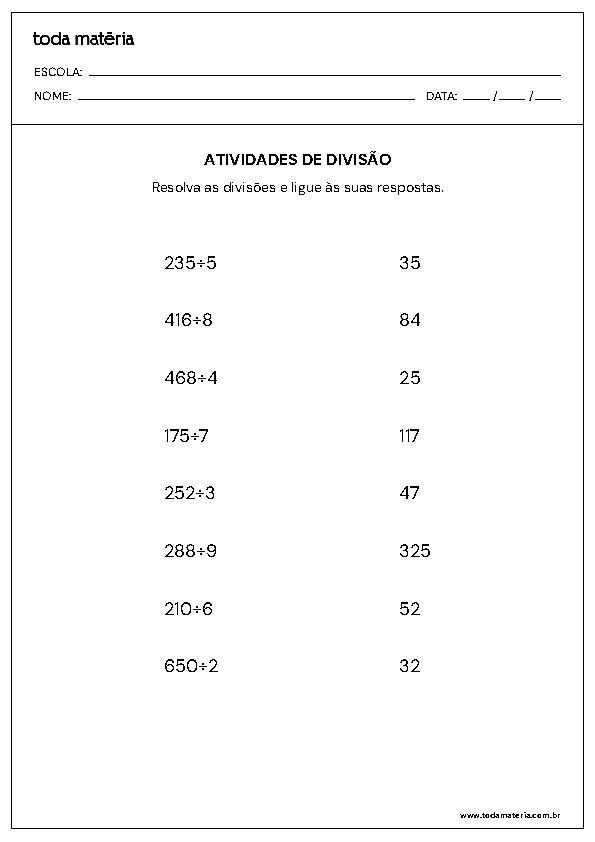 Atividades de divisão