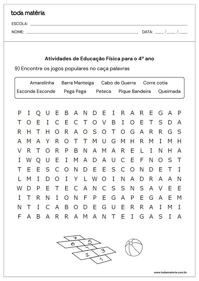 Atividades de Educação Física para o 4 ano