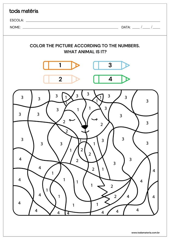 atividades-de-ingles-para-educacao-infantil-pintar conforme legenda de cores